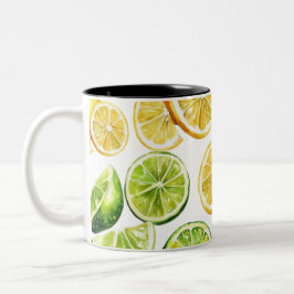Lime Slices Mug: Zesty Citrus Kitchen Decor Tweekleurige Koffiemok