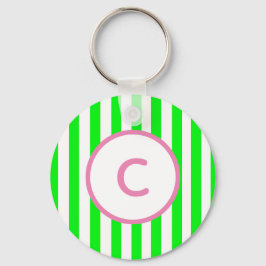 Lime Streep Monogram Sleutelhanger