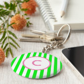 Lime Streep Monogram Sleutelhanger (Zijkant)
