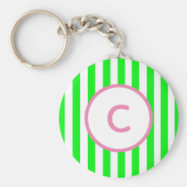 Lime Streep Monogram Sleutelhanger