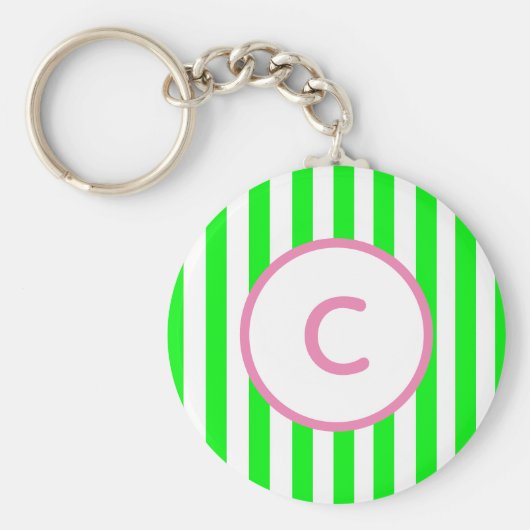 Lime Streep Monogram Sleutelhanger (Voorkant)