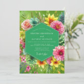 Lime Vibrant Bloom Bruiloft Kaart (Staand voorkant)