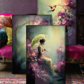 Lime Whispers Ethereal Portrait Bird & Floral Inpakpapier Vel