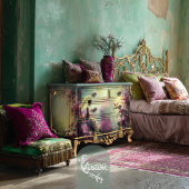 Lime Whispers Ethereal Portrait Bird & Floral Inpakpapier Vel