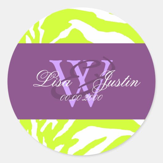 Lime zebra/monogram stickers (Voorkant)