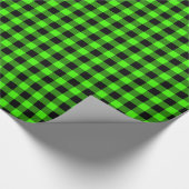 Lime Zwarte Buffalo Plaid Tartan Cadeaupapier (Hoek)