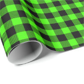 Lime Zwarte Buffalo Plaid Tartan Cadeaupapier (Rol Hoek)