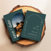 Limed Spruce Modern Arch Photo Save the Date Kaart