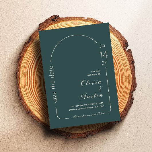 Limed Spruce Modern Arch Photo Save the Date Kaart