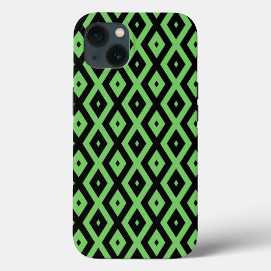 Limegroen en zwart diamant patroon Case-Mate iPh iPhone Case (Achterkant)