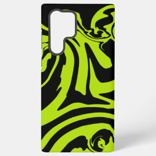 Limegroen en zwart retro marmer draaien samsung galaxy hoesje