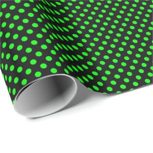 Limegroen op Zwarte Stippen Cadeaupapier