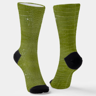 Limegroene Alligator Textuurprint Sokken