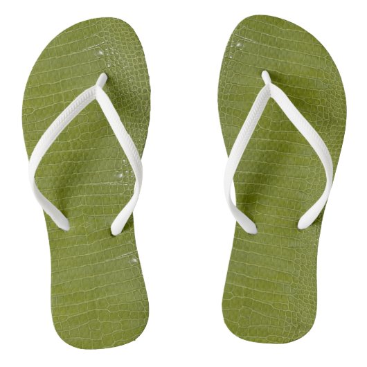 Limegroene Alligator Textuurprint Teenslippers (Voetbed)
