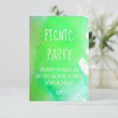 Limegroene aquarel moderne picknickfeestje kaart (Staand voorkant)