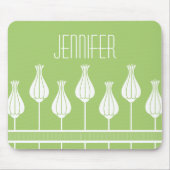 Limegroene Art Deco Bloemige Muismat (Voorkant)