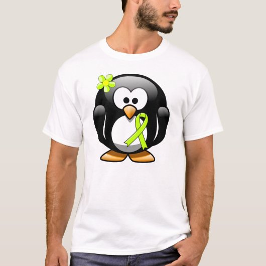 Limegroene bewustzijnslint Pinguïn T-shirt (Voorkant)