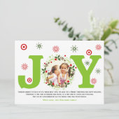 Limegroene blijdschap en kerst bloemenkrans foto feestdagenkaart (Staand voorkant)