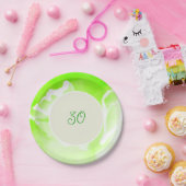 Limegroene bloemprint papieren bord (Feest)