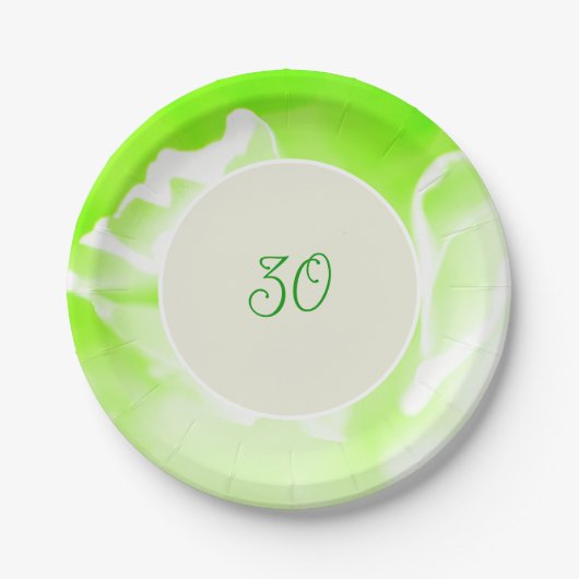 Limegroene bloemprint papieren bord (Voorkant)