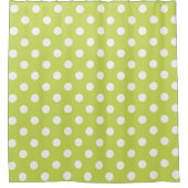Limegroene Chartreuse & Witte Stippen Stip Douchegordijn (Voorkant)