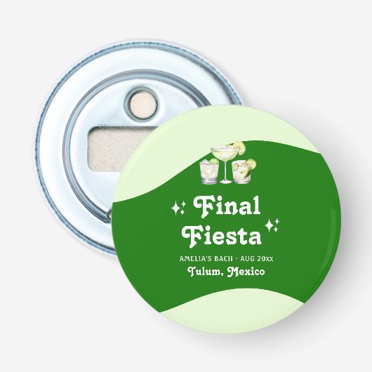 Limegroene Citrus Eindfeest Vrijgezellenfeest Button Flesopener (Voorkant)