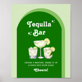 Limegroene Citrus Retro Tequilabar Poster