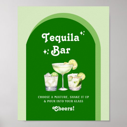 Limegroene Citrus Retro Tequilabar Poster (Voorkant)