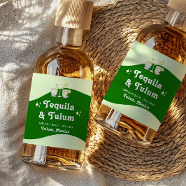 Limegroene Citrus Tequila & Tulum Meisje-voor-de-b Likeurfles Etiket