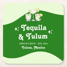 Limegroene Citrus Tequila & Tulum Meisjesuitje Kartonnen Onderzetters