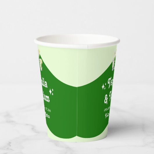 Limegroene Citrus Tequila & Tulum Vrijgezellenfees Papieren Bekers (Rechts)
