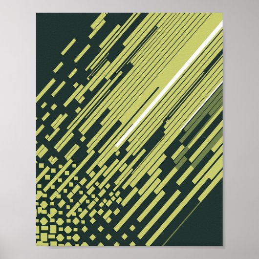 Limegroene digitale bewegingslijnen op donkere ach poster (Voorkant)