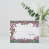 Limegroene en frambozen damast bruiloft uitnodigin RSVP kaartje (Staand voorkant)