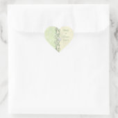 Limegroene en gele lente bloem bruiloft hart sticker (Tas)