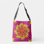 Limegroene en roze gestippelde abstracte crossbody tas (Achterkant)