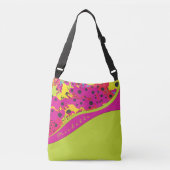 Limegroene en roze gestippelde abstracte crossbody tas (Voorkant)