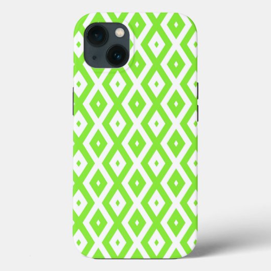 Limegroene en witte diamant patroon Case-Mate iPh iPhone Case (Achterkant)
