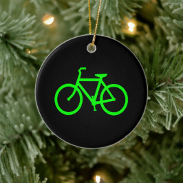 Limegroene fiets keramisch ornament