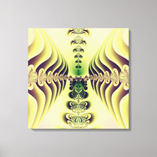 Limegroene Fractale Symmetrie Abstracte Kunst Canvas Afdruk