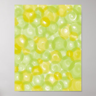 Limegroene gele glanzende bubbelpatroon wandkunst poster