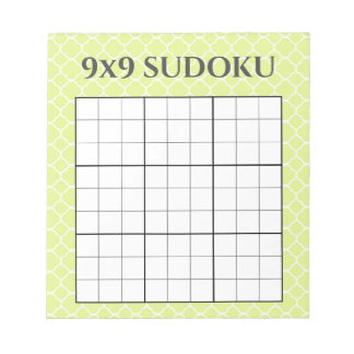 Limegroene geometrische 9x9 Sudoku-raster sjabloon Notitieblok