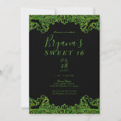 Limegroene glitters glinsterend zwart Sweet 16-fee Kaart (Voorkant)
