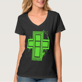 Limegroene Graffiti Kruis T-shirt