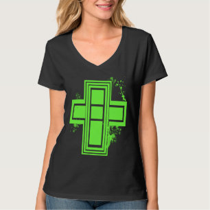 Limegroene Graffiti Kruis T-shirt