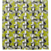 Limegroene grijze mid-century modern print douchegordijn (Voorkant)