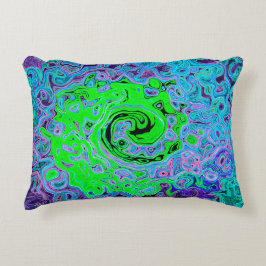 Limegroene Groovy Abstracte Retro Vloeibare Draaik Accent Kussen