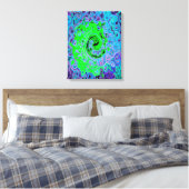 Limegroene Groovy Abstracte Retro Vloeibare Draaik Canvas Afdruk (Insitu (Slaapkamer))