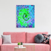 Limegroene Groovy Abstracte Retro Vloeibare Draaik Canvas Afdruk (Insitu (Woonkamer))