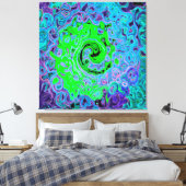 Limegroene Groovy Abstracte Retro Vloeibare Draaik Canvas Afdruk (Insitu (Slaapkamer))