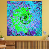 Limegroene Groovy Abstracte Retro Vloeibare Draaik Canvas Afdruk (Insitu (Woonkamer))